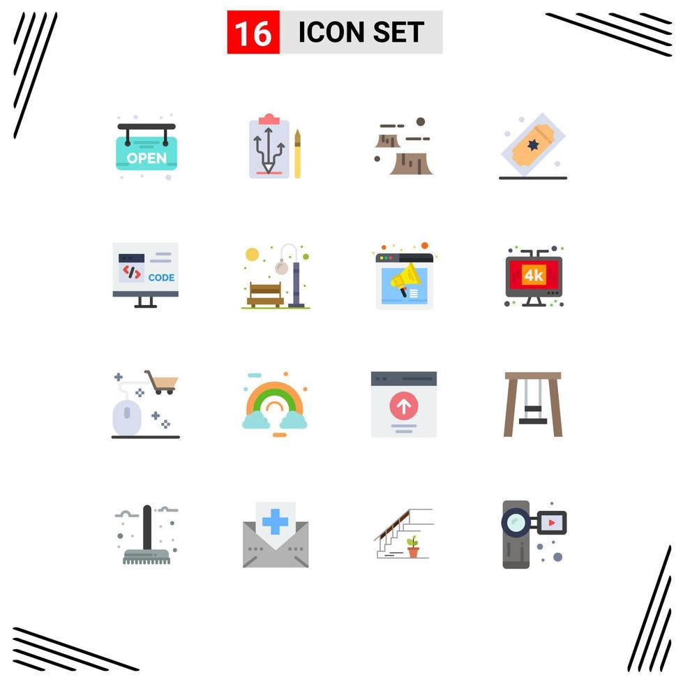 16 Creative Icons Modern Signs and Symbols of tickets movie tickets factory movie raffle environment Editable Pack of Creative Vector Design Elements