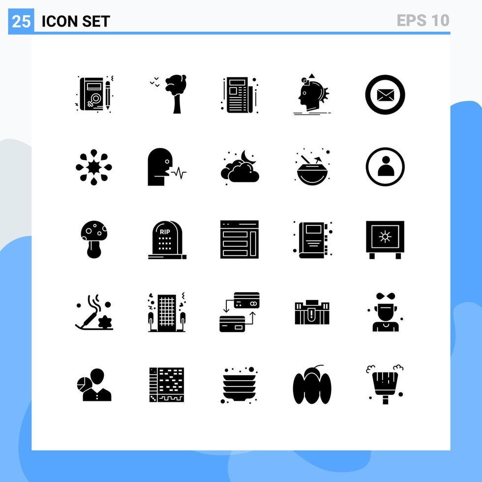 Modern Set of 25 Solid Glyphs and symbols such as support chat newspaper process imagine Editable Vector Design Elements