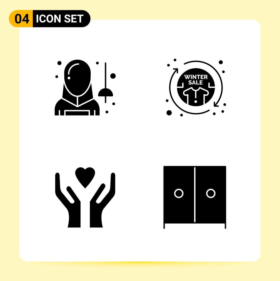 4 iconos creativos para el diseño moderno de sitios web y aplicaciones móviles receptivas 4 signos de símbolos de glifo sobre fondo blanco 4 paquete de iconos fondo de vector de icono negro creativo