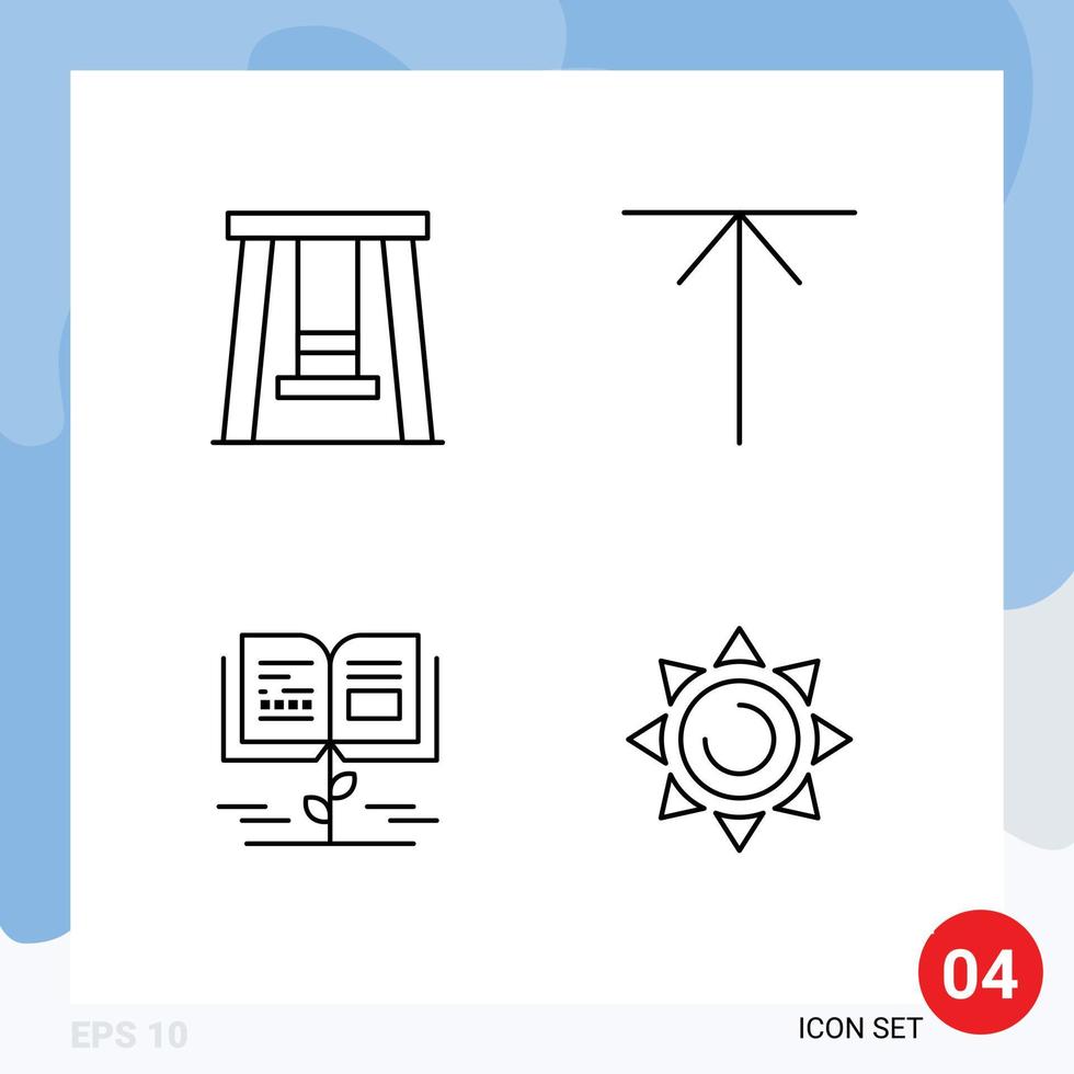 Pack of 4 Modern Filledline Flat Colors Signs and Symbols for Web Print Media such as kids education arrow growth shinning Editable Vector Design Elements