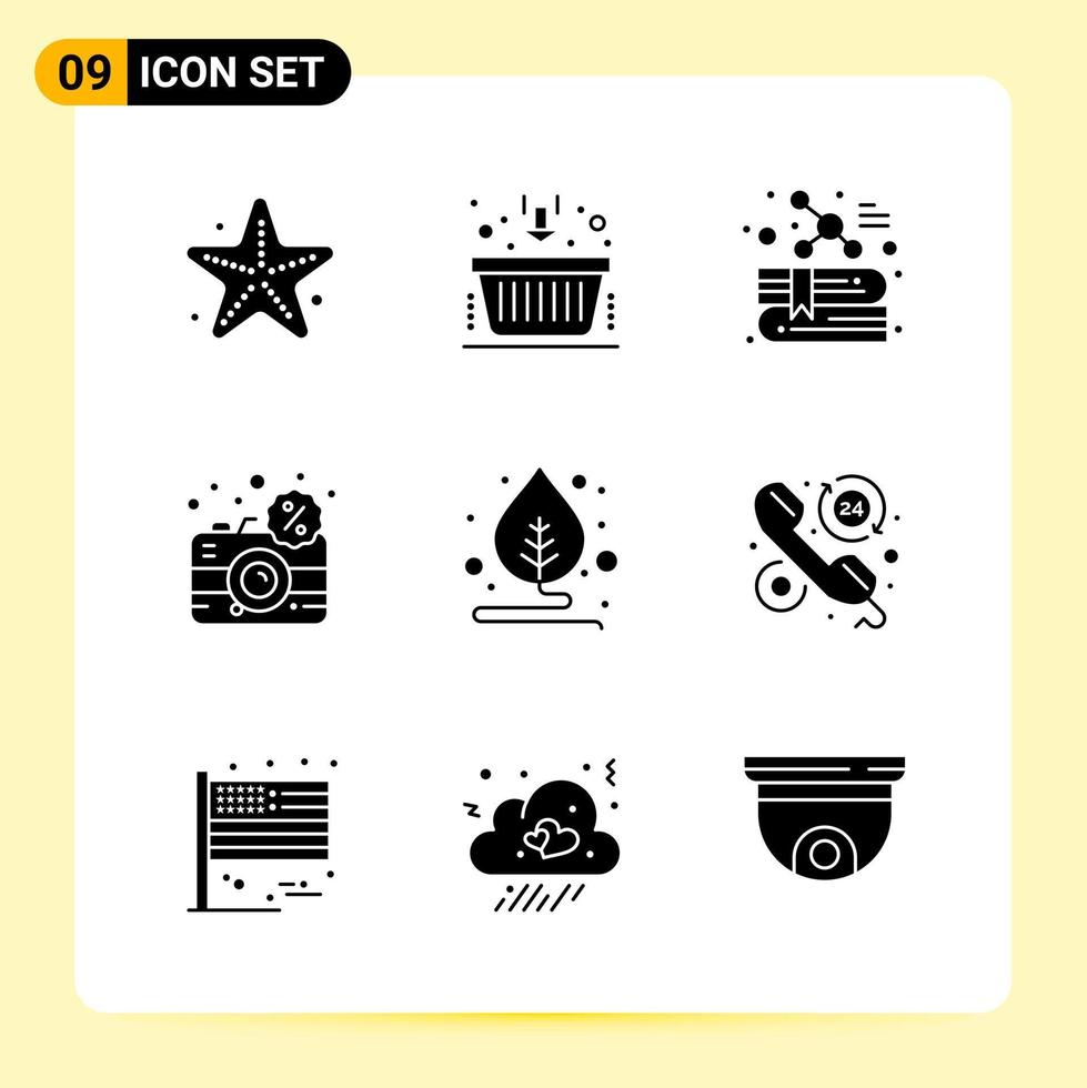 9 Creative Icons for Modern website design and responsive mobile apps 9 Glyph Symbols Signs on White Background 9 Icon Pack Creative Black Icon vector background