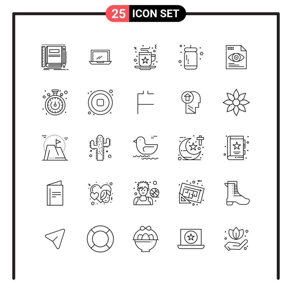 conjunto de 25 iconos de estilo de línea para web y símbolos de esquema móvil para signos de icono de línea de impresión aislados en fondo blanco conjunto de 25 iconos fondo de vector de icono negro creativo