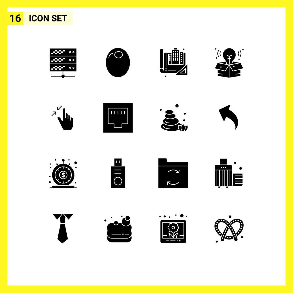 Stock Vector Icon Pack of 16 Line Signs and Symbols for gestures big idea building process drawing Editable Vector Design Elements