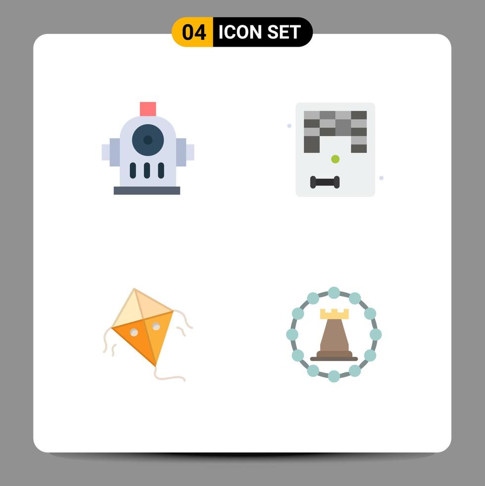 4 Universal Flat Icon Signs Symbols of fire flying arkanoid play fort Editable Vector Design Elements