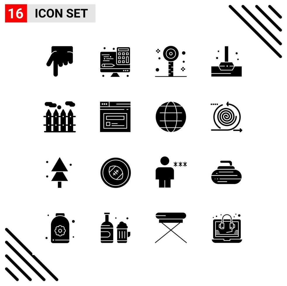 Pixle Perfect Set of 16 Solid Icons Glyph Icon Set for Webite Designing and Mobile Applications Interface Creative Black Icon vector background