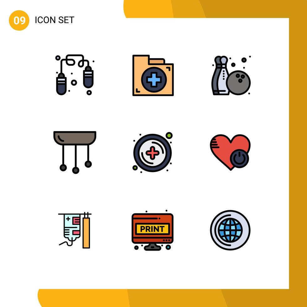 paquete de iconos vectoriales de stock de 9 signos y símbolos de línea para nuevas decoraciones interiores de bolos ligeros elementos de diseño vectorial editables vector