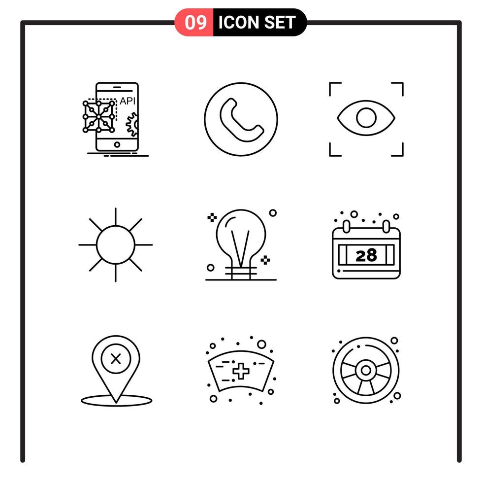 Set of 9 Line Style Icons for web and mobile Outline Symbols for print Line Icon Signs Isolated on White Background 9 Icon Set Creative Black Icon vector background