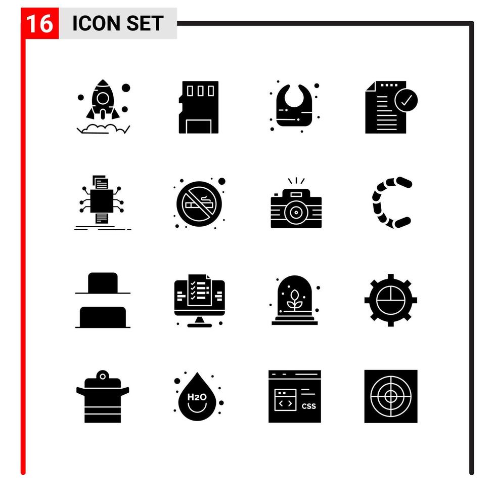 16 General Icons for website design print and mobile apps 16 Glyph Symbols Signs Isolated on White Background 16 Icon Pack Creative Black Icon vector background