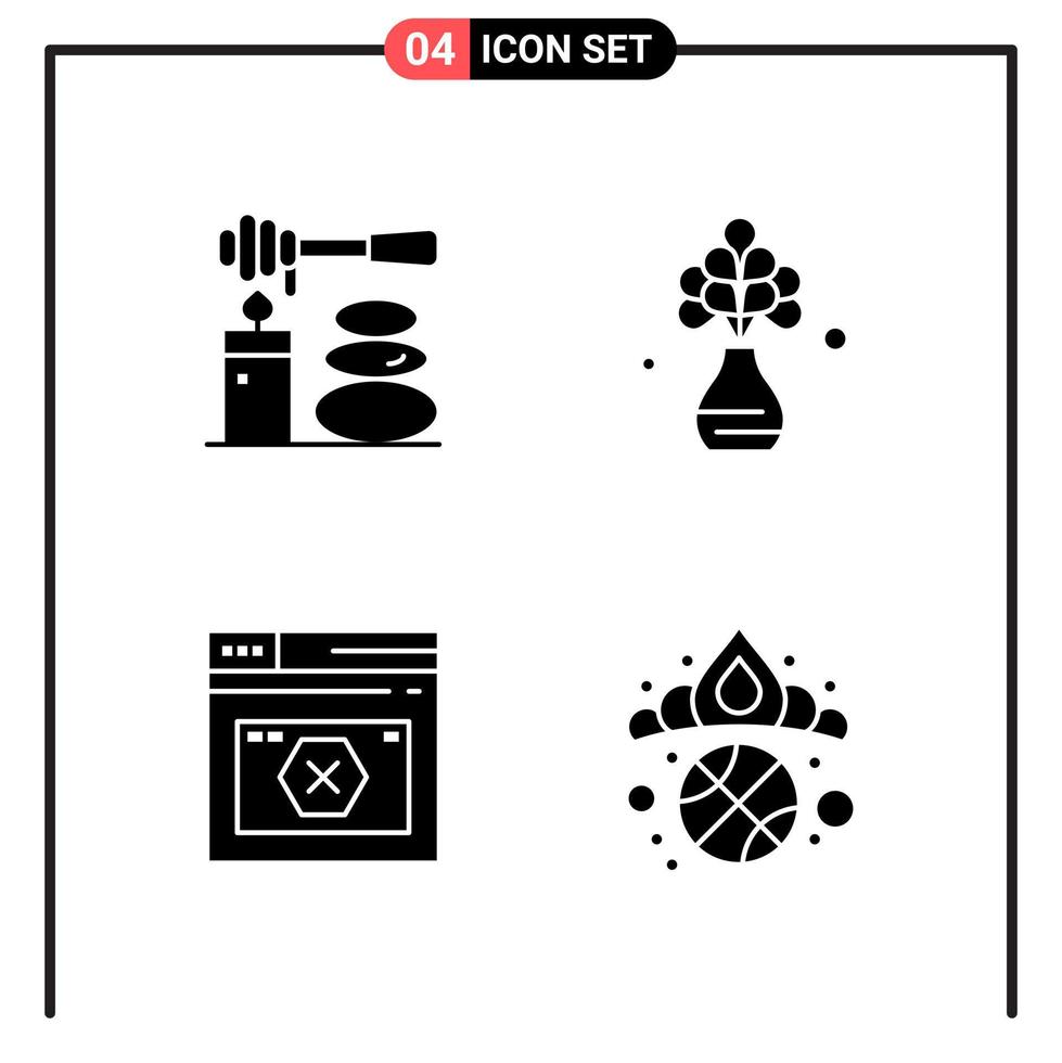 conjunto de 4 iconos de estilo sólido para web y símbolos de glifos móviles para imprimir signos de iconos sólidos aislados en fondo blanco 4 conjunto de iconos fondo de vector de icono negro creativo