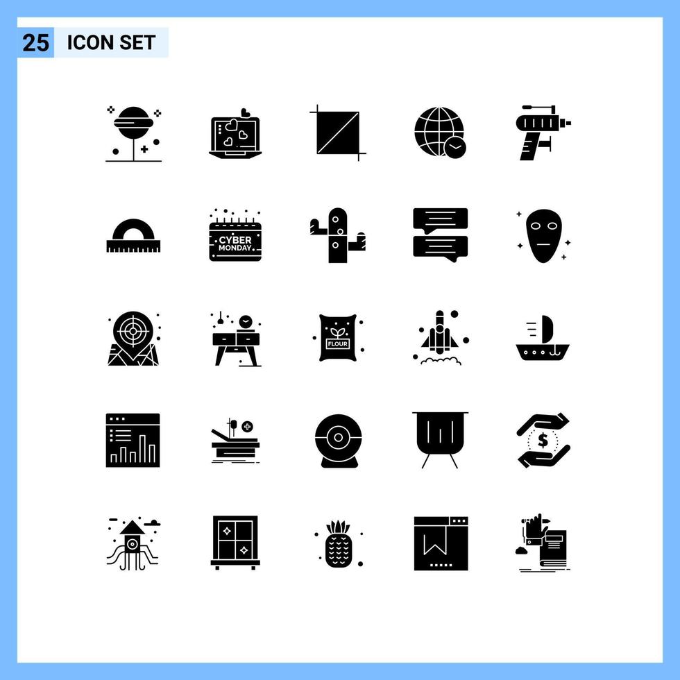 Pictogram Set of 25 Simple Solid Glyphs of drilling perforator crop drill web Editable Vector Design Elements