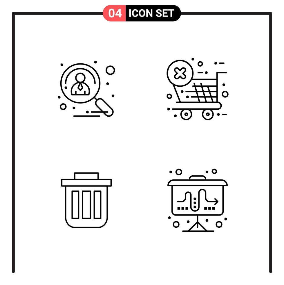 Set of 4 Line Style Icons for web and mobile Outline Symbols for print Line Icon Signs Isolated on White Background 4 Icon Set Creative Black Icon vector background