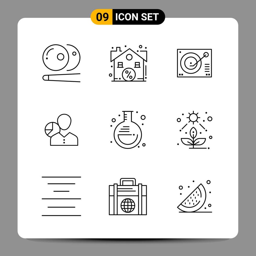 9 Black Icon Pack Outline Symbols Signs for Responsive designs on white background 9 Icons Set Creative Black Icon vector background