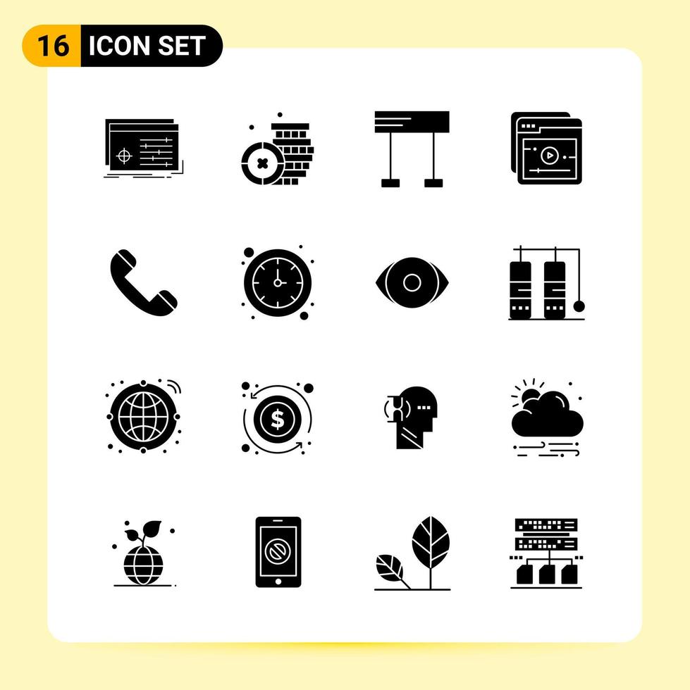 16 Creative Icons for Modern website design and responsive mobile apps 16 Glyph Symbols Signs on White Background 16 Icon Pack Creative Black Icon vector background