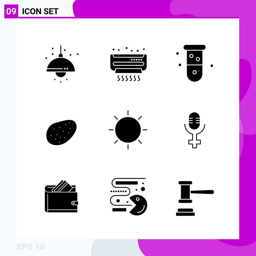 Solid Icon set Pack of 9 Glyph Icons isolated on White Background for Web Print and Mobile Creative Black Icon vector background