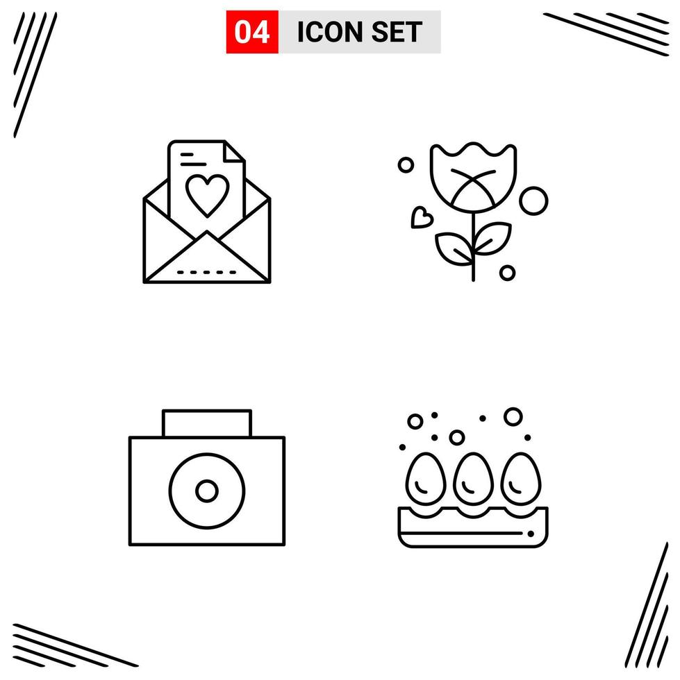 4 Icons Line Style Grid Based Creative Outline Symbols for Website Design Simple Line Icon Signs Isolated on White Background 4 Icon Set Creative Black Icon vector background