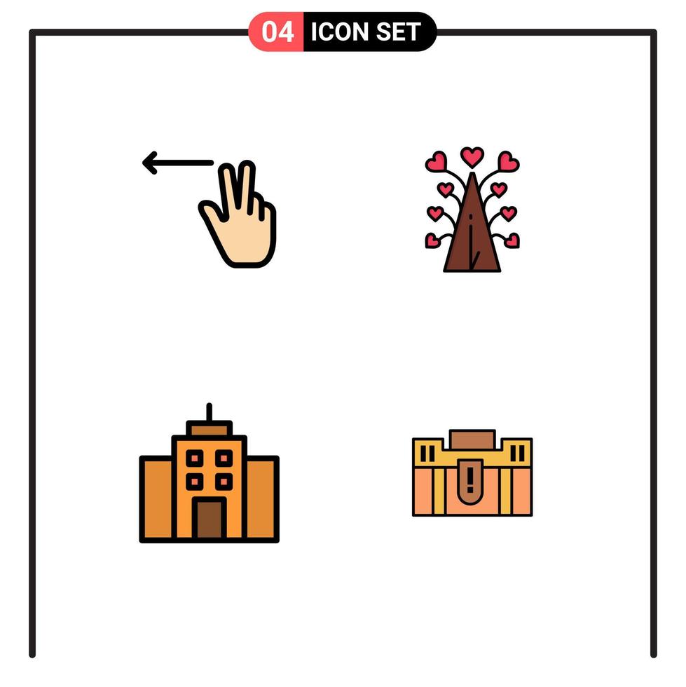 Pack of 4 Modern Filledline Flat Colors Signs and Symbols for Web Print Media such as fingers user love valentine interface Editable Vector Design Elements