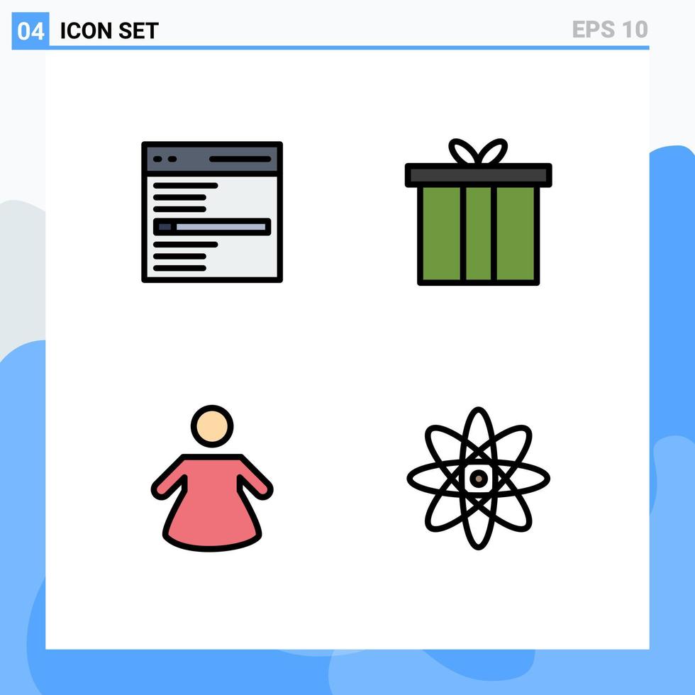 4 Creative Icons Modern Signs and Symbols of communication people search box atom Editable Vector Design Elements
