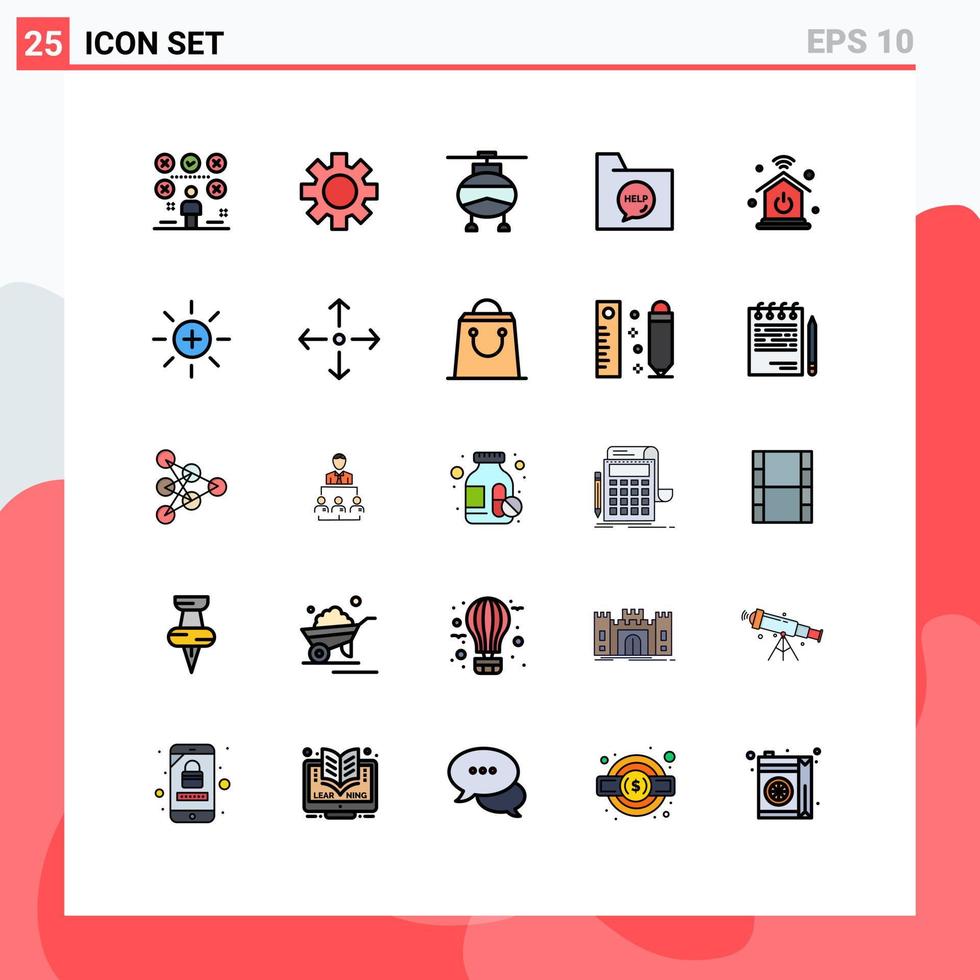 Universal Icon Symbols Group of 25 Modern Filled line Flat Colors of help document global contact vehicles Editable Vector Design Elements