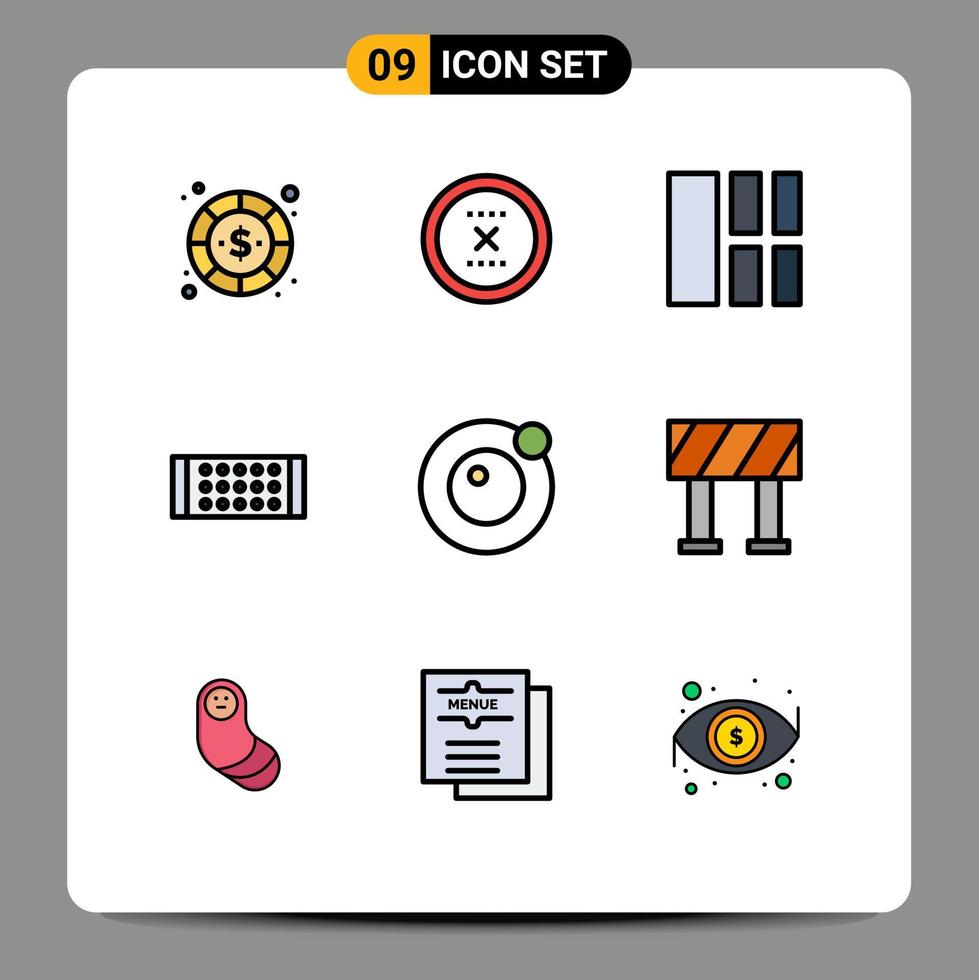 paquete de iconos de vector de stock de 9 signos y símbolos de línea para elementos de diseño de vector editables de interfaz de lámpara de eliminación de led de luna