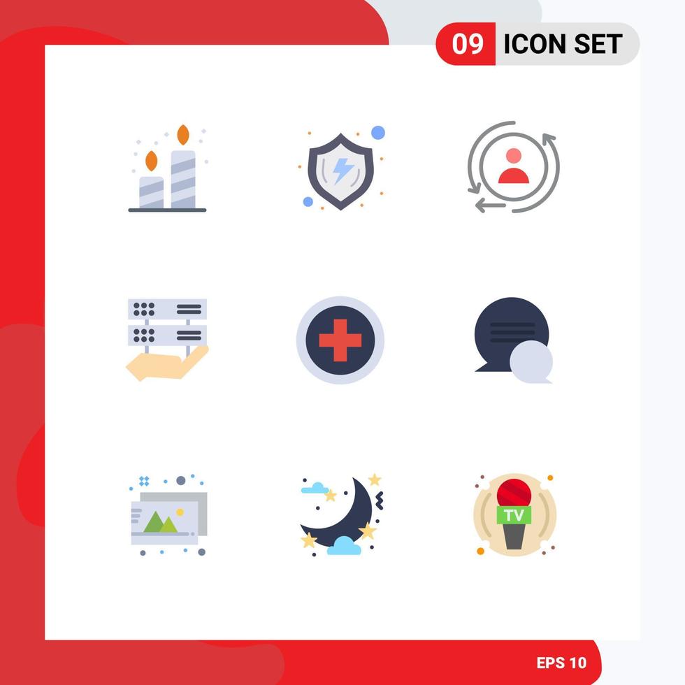 User Interface Pack of 9 Basic Flat Colors of regular control verify share data Editable Vector Design Elements