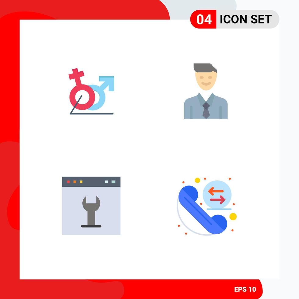 Flat Icon Pack of 4 Universal Symbols of men selection gander executive gear Editable Vector Design Elements