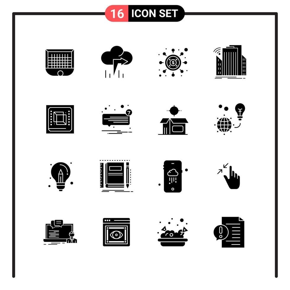 Set of 16 Solid Style Icons for web and mobile Glyph Symbols for print Solid Icon Signs Isolated on White Background 16 Icon Set Creative Black Icon vector background