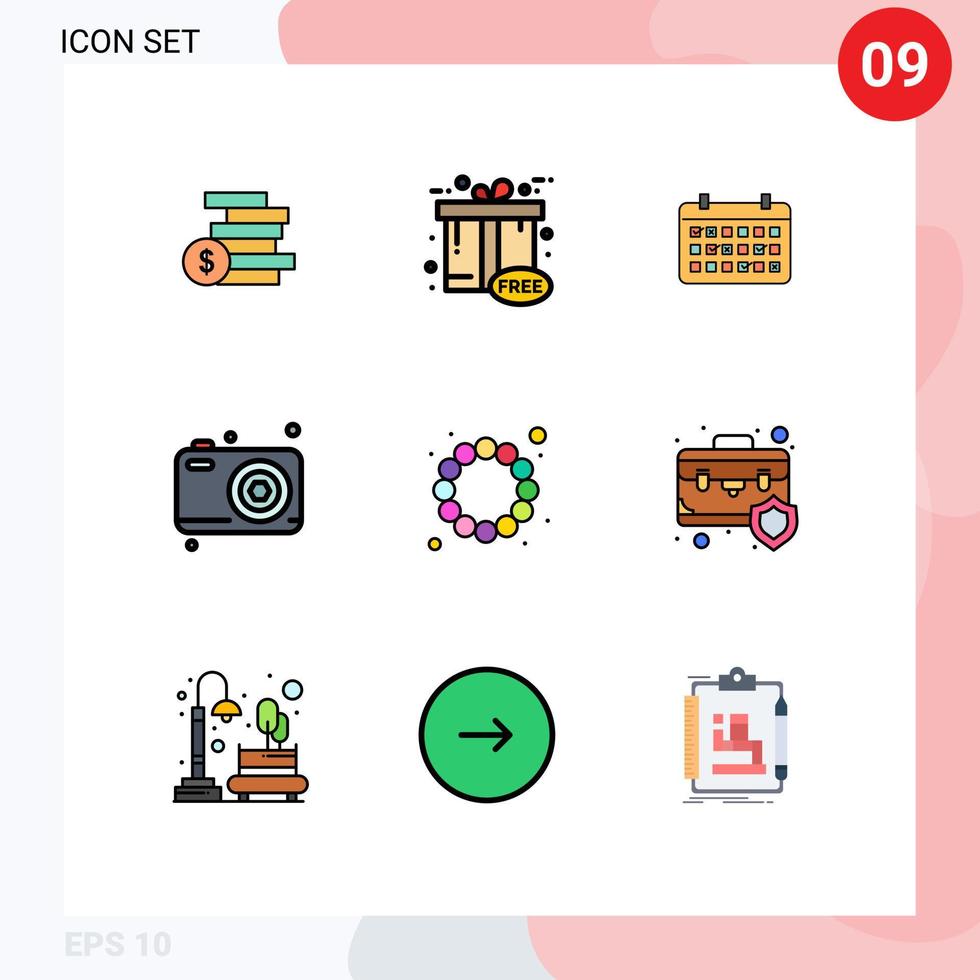 9 Filledline Flat Color concept for Websites Mobile and Apps beads fathers day calendar father time Editable Vector Design Elements