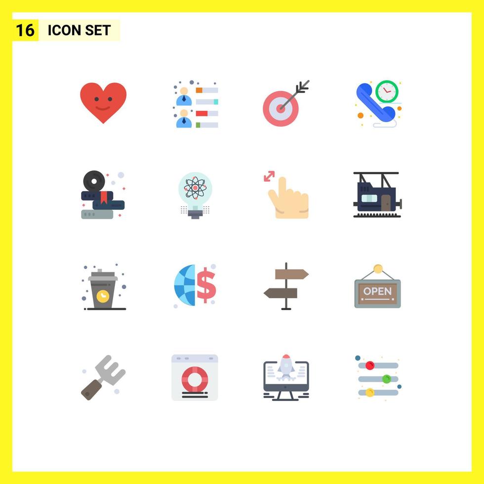 Pictogram Set of 16 Simple Flat Colors of study books dart time communication Editable Pack of Creative Vector Design Elements