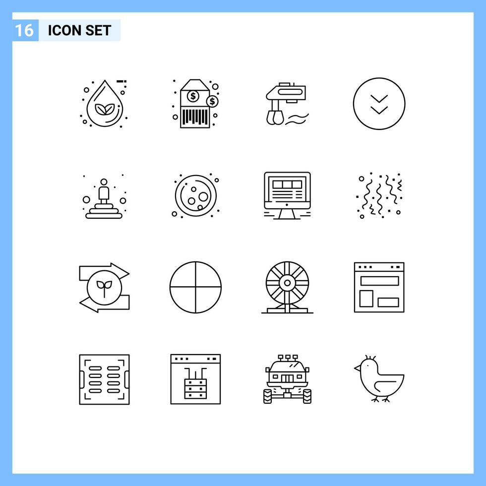 Stock Vector Icon Pack of 16 Line Signs and Symbols for podium download mixer down arrows Editable Vector Design Elements