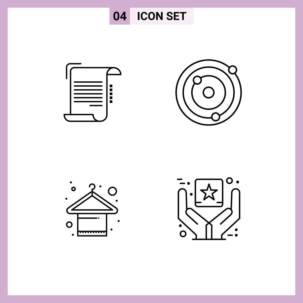 Group of 4 Modern Filledline Flat Colors Set for document hanger paper galaxy fashion Editable Vector Design Elements