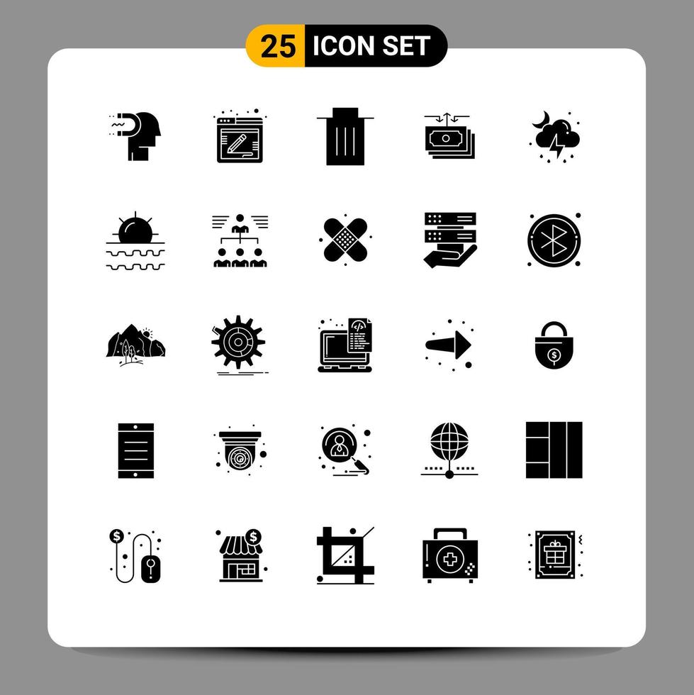 25 Solid Glyph concept for Websites Mobile and Apps report money web flow user Editable Vector Design Elements