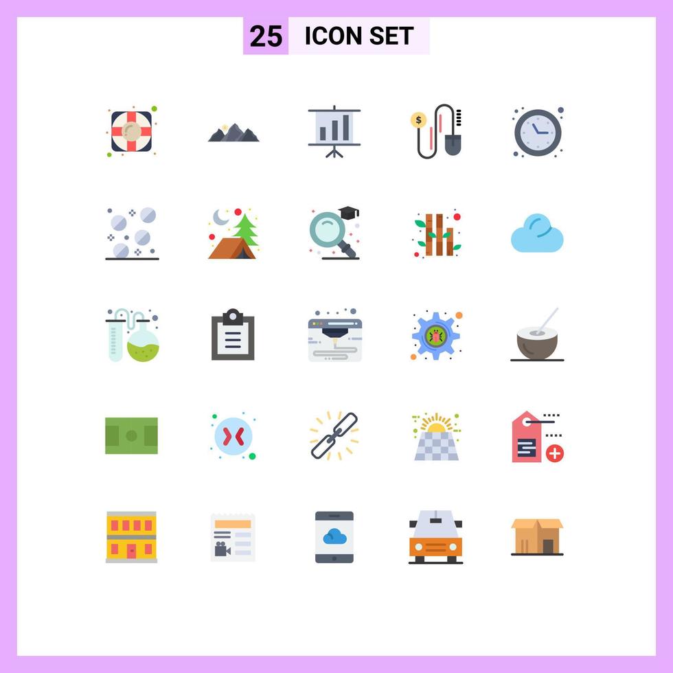 25 Flat Color concept for Websites Mobile and Apps time optimization optimization business clock dollar Editable Vector Design Elements