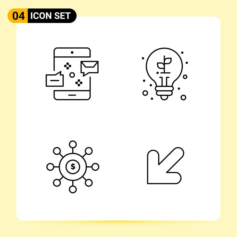 4 Creative Icons for Modern website design and responsive mobile apps 4 Outline Symbols Signs on White Background 4 Icon Pack Creative Black Icon vector background