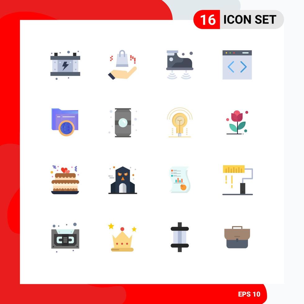 16 Flat Color concept for Websites Mobile and Apps fie folder wifi website management Editable Pack of Creative Vector Design Elements