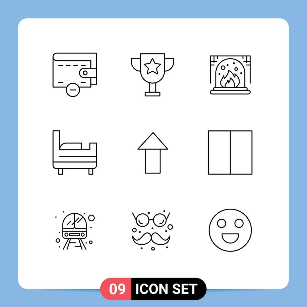 Set of 9 Modern UI Icons Symbols Signs for workspace interface interior grid up Editable Vector Design Elements