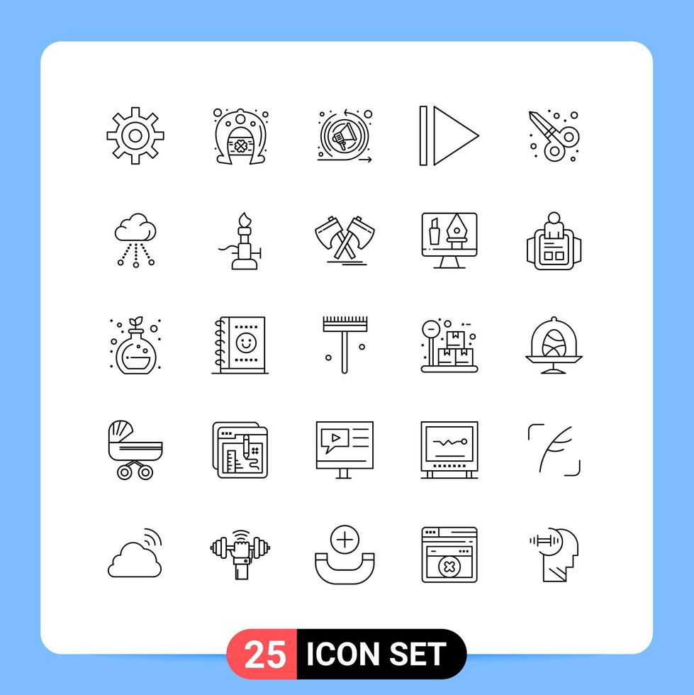 conjunto de 25 iconos de interfaz de usuario modernos signos de símbolos para almacenamiento en la nube tijeras de marketing diseño gráfico elementos de diseño vectorial editables vector