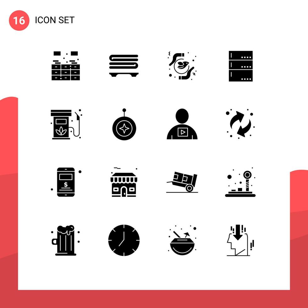 Solid Glyph Pack of 16 Universal Symbols of diesel server feminism devices admin Editable Vector Design Elements