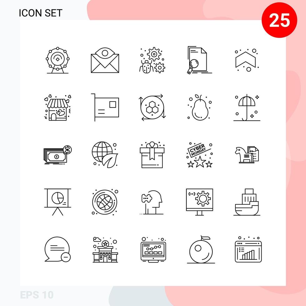 Vector Pack of 25 Icons in Line Style Creative Outline Pack isolated on White Background for Web and Mobile Creative Black Icon vector background