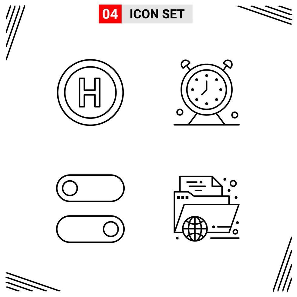 4 Icons Line Style Grid Based Creative Outline Symbols for Website Design Simple Line Icon Signs Isolated on White Background 4 Icon Set Creative Black Icon vector background