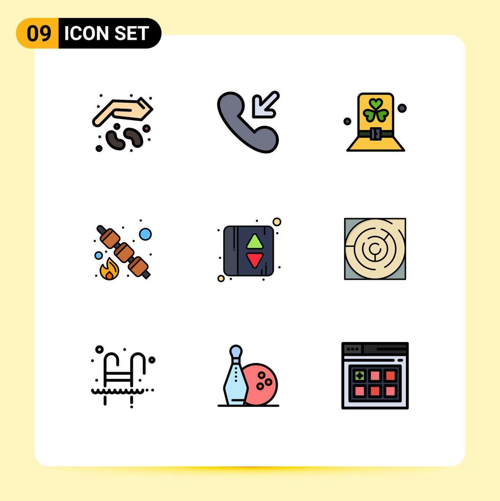 paquete de iconos de vector de stock de 9 signos y símbolos de línea para elementos de diseño de vector editables de patrick de traje de comida de ascensor