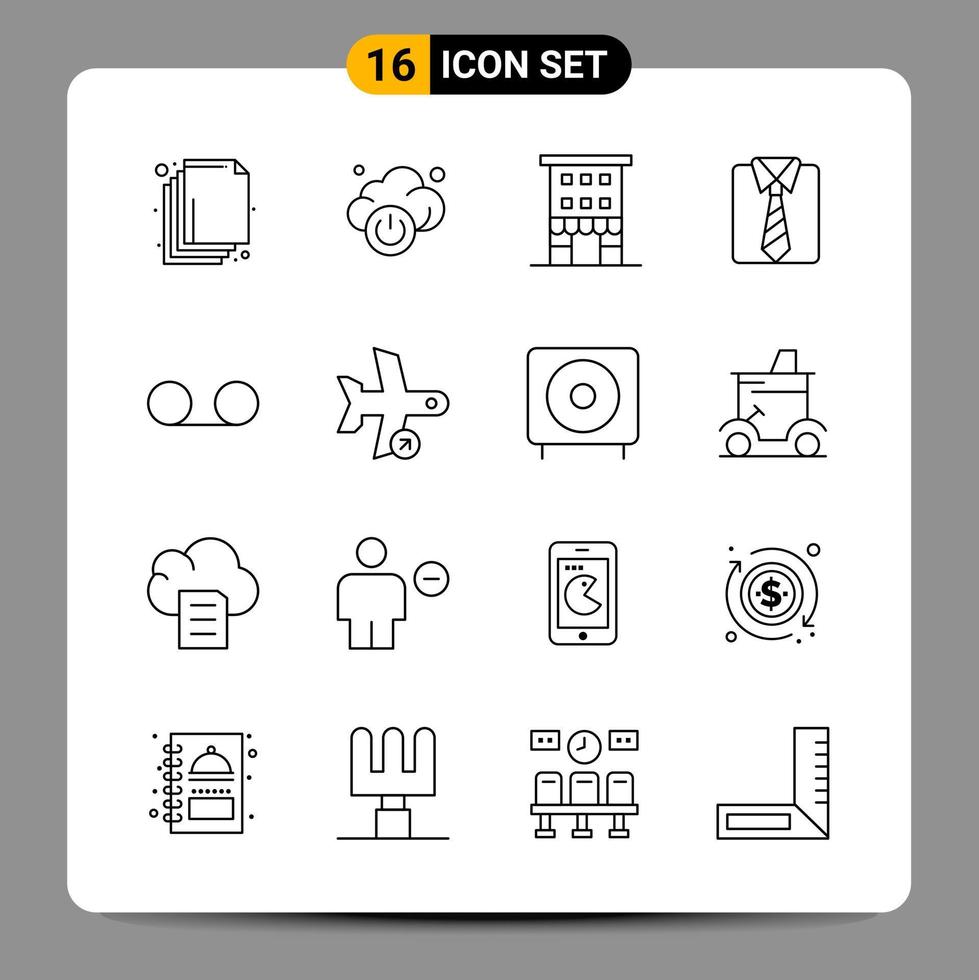 16 Black Icon Pack Outline Symbols Signs for Responsive designs on white background 16 Icons Set Creative Black Icon vector background