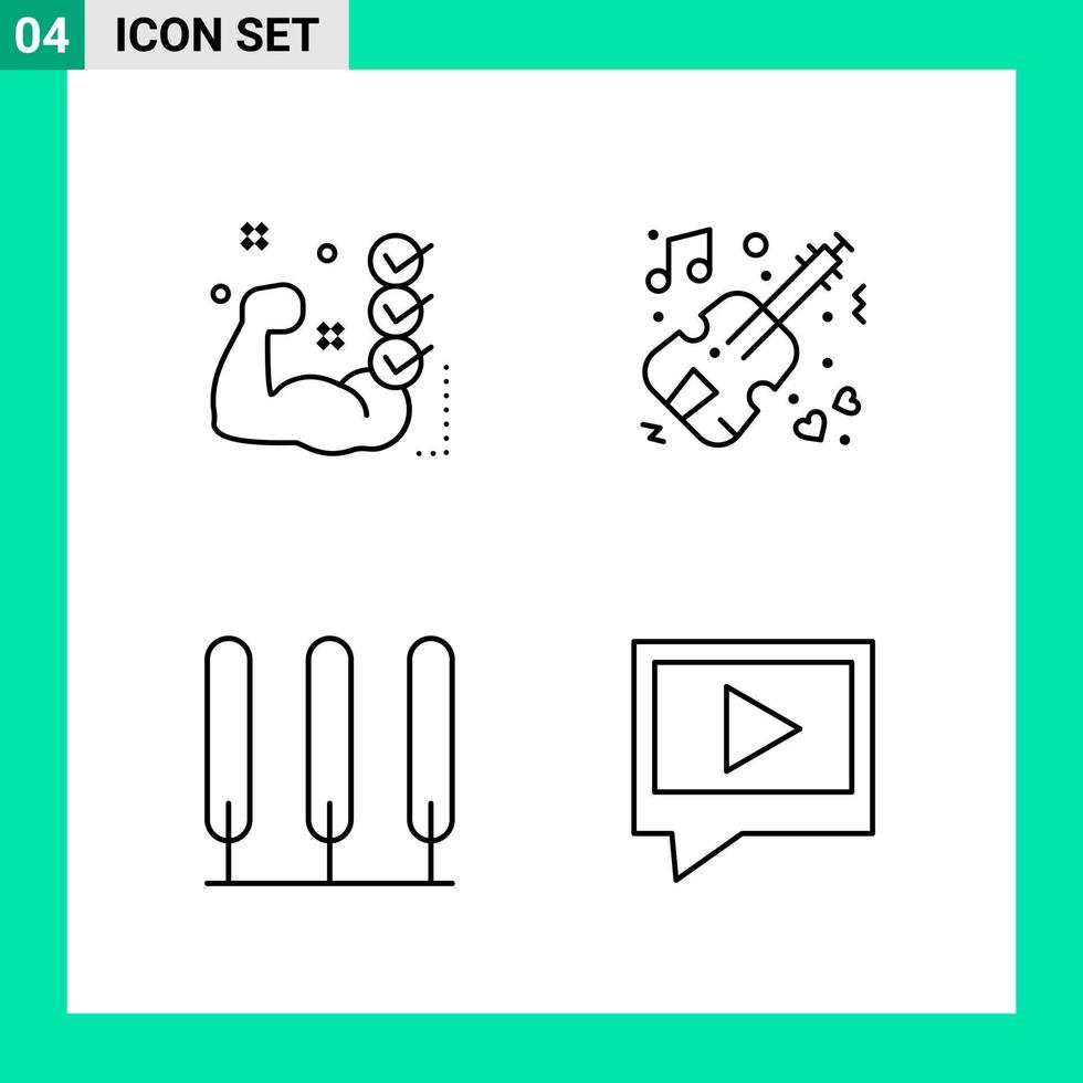 Pack of 4 Line Style Icon Set Outline Symbols for print Creative Signs Isolated on White Background 4 Icon Set Creative Black Icon vector background