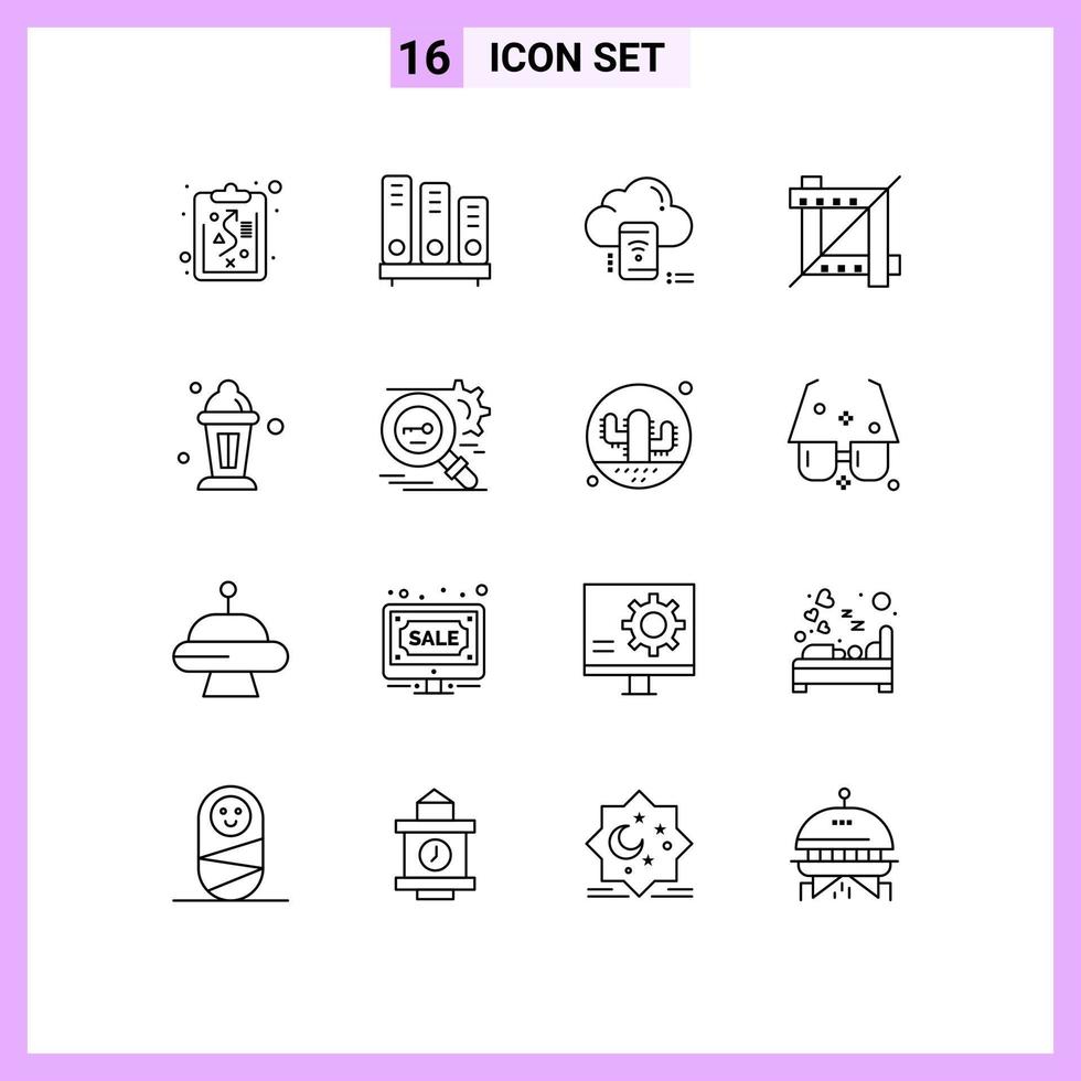 Stock Vector Icon Pack of 16 Line Signs and Symbols for islam graphic wifi design connected Editable Vector Design Elements