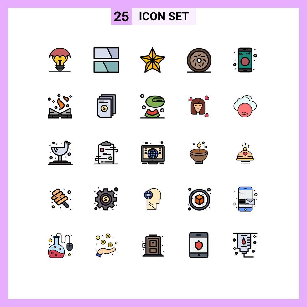 paquete de iconos de vectores de stock de 25 signos y símbolos de línea para elementos de diseño de vectores editables de estrella de alimentos de diseño dulce de datos