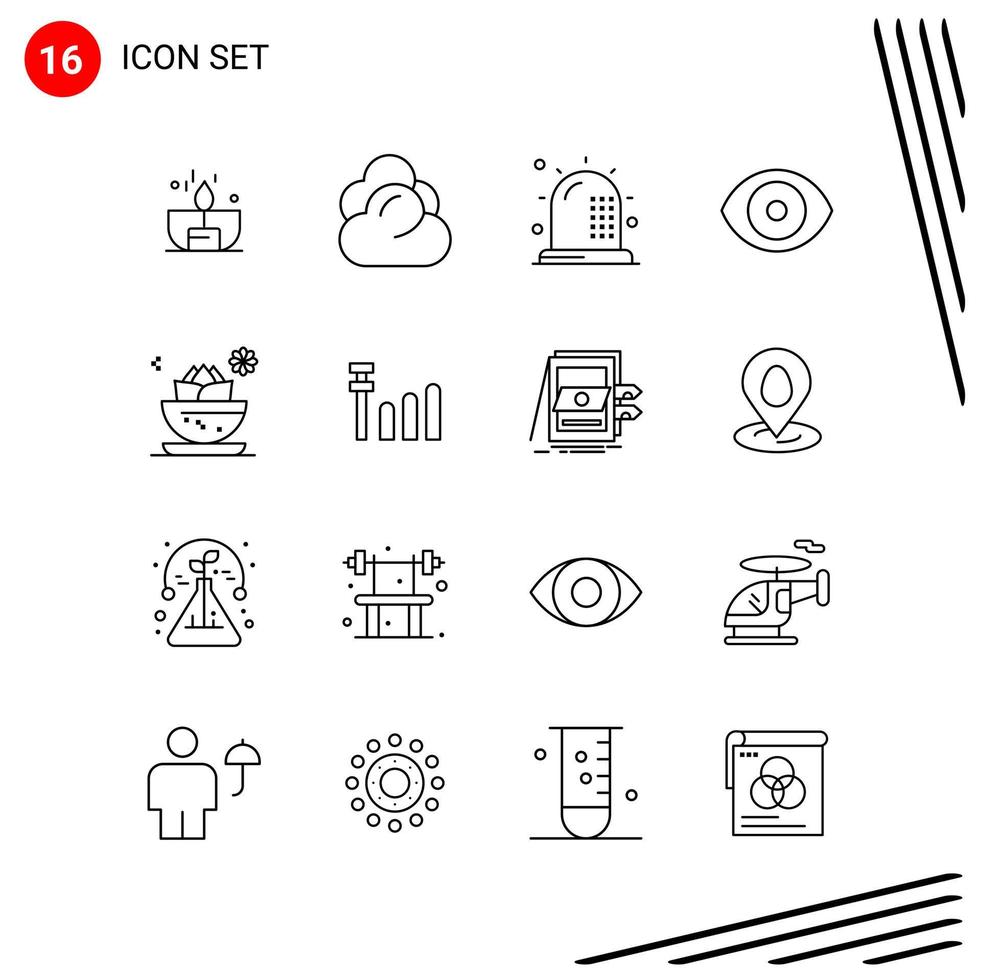 Collection of 16 Vector Icons in Line style Pixle Perfect Outline Symbols for Web and Mobile Line Icon Signs on White Background 16 Icons Creative Black Icon vector background