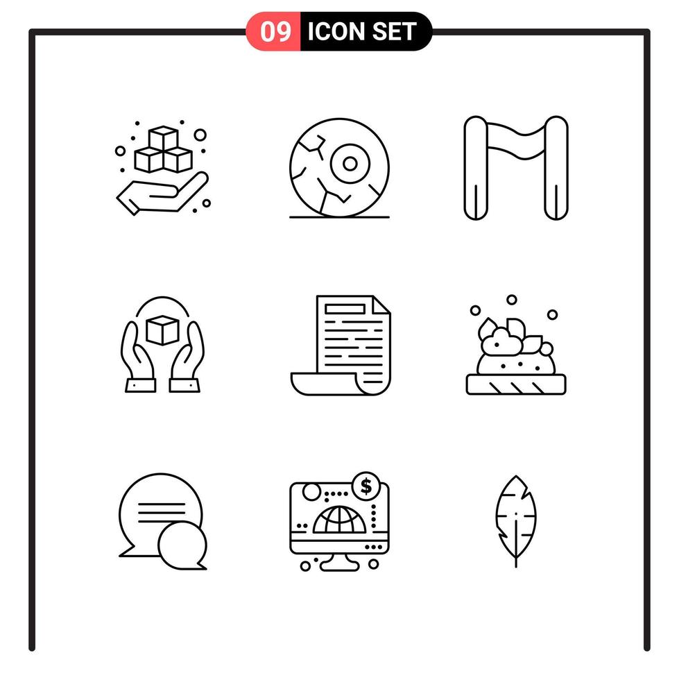 Set of 9 Line Style Icons for web and mobile Outline Symbols for print Line Icon Signs Isolated on White Background 9 Icon Set Creative Black Icon vector background