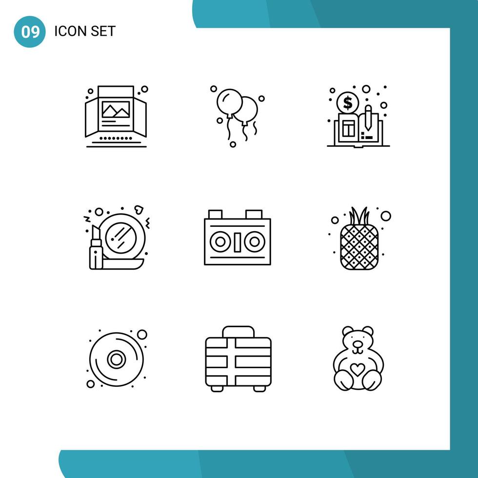 9 Creative Icons Modern Signs and Symbols of photography media distributed camera mirror Editable Vector Design Elements