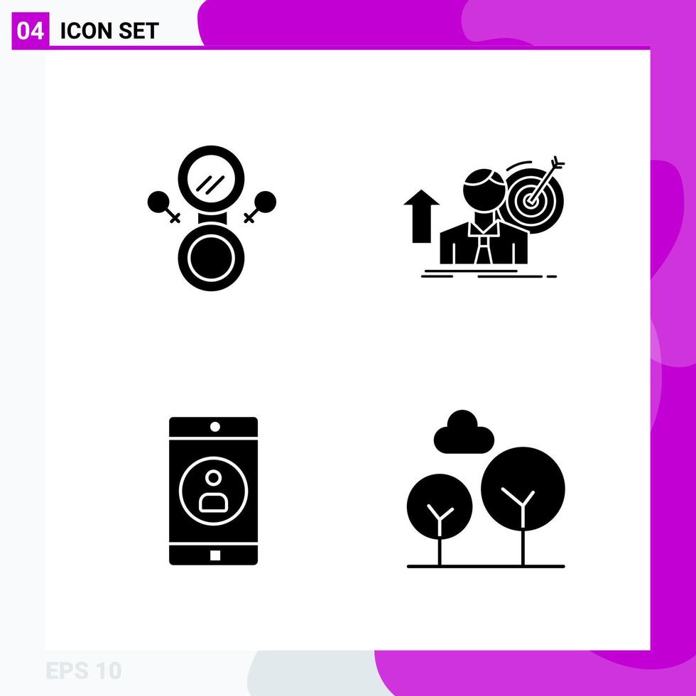 Solid Icon set Pack of 4 Glyph Icons isolated on White Background for Web Print and Mobile Creative Black Icon vector background