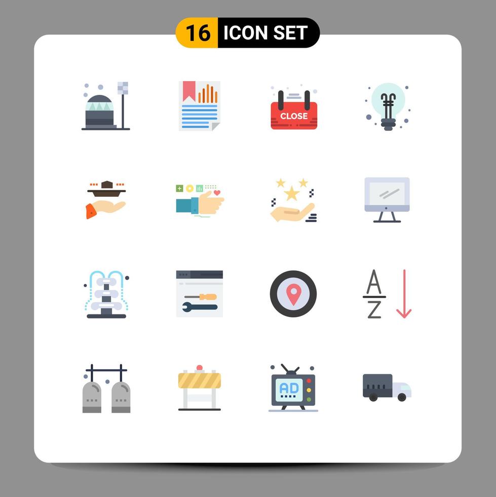 Universal Icon Symbols Group of 16 Modern Flat Colors of education bulb paper shop sign Editable Pack of Creative Vector Design Elements