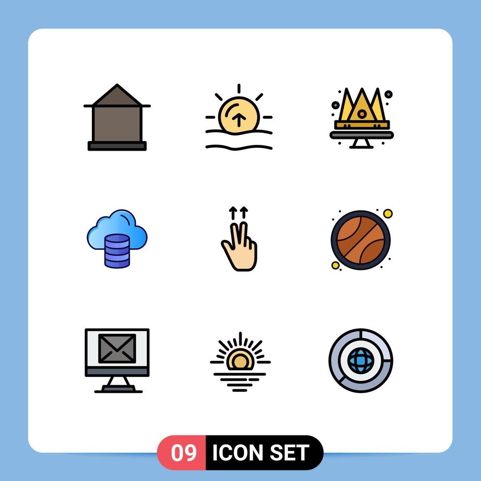 9 iconos creativos signos y símbolos modernos de dedos dinero clima computación reina elementos de diseño vectorial editables vector